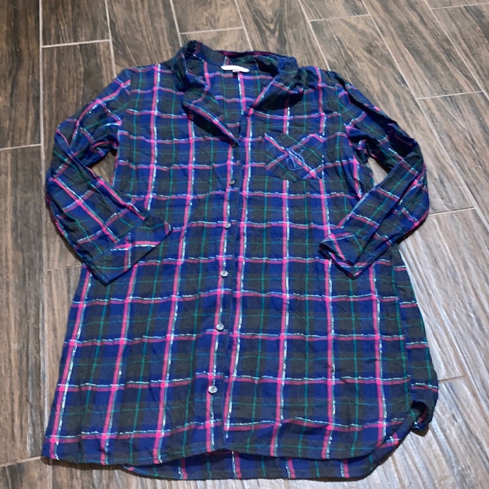 Victoria Secret plaid button up pajama blouse